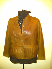 Camel Leather Jacket, Size 1x