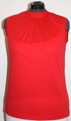 VintageRed Collar Sleeveless Top